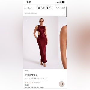 Meshki Electra Satin Cut Out Dress in XXS - Berry